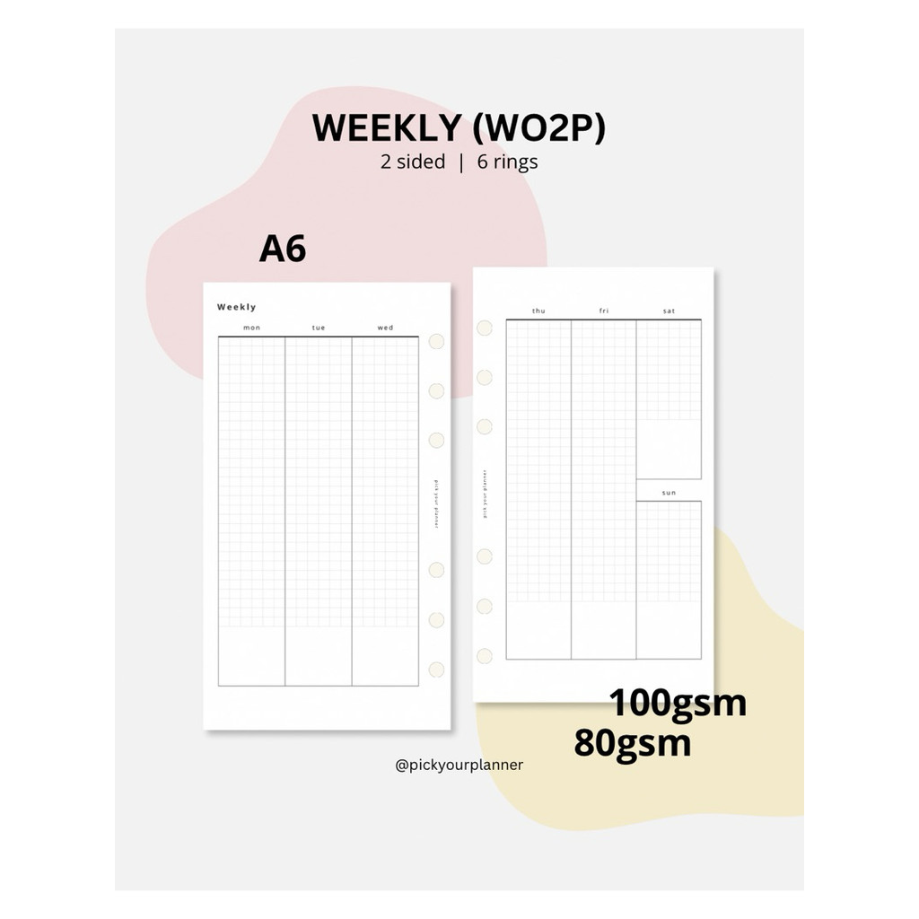 

A6 weekly planner refill binder