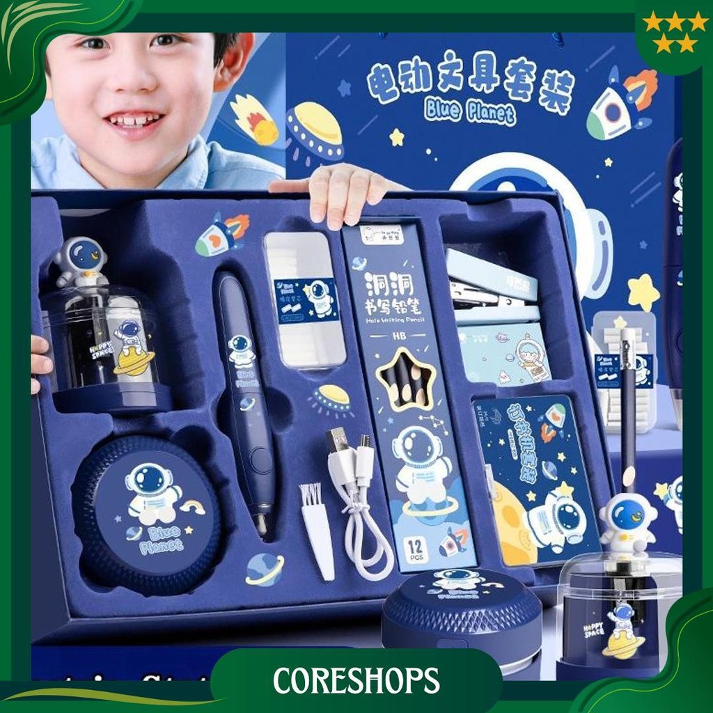 

Loooopy 12 In 1 Set Perlengkapan Alat Tulis Otomatis / Automatic Electric Stationery Set / Kit Alat Tulis Elektrik Kemasan Mewah / Rautan Penghapus Vacuum Belajar Anak Perempuan Kado Ori