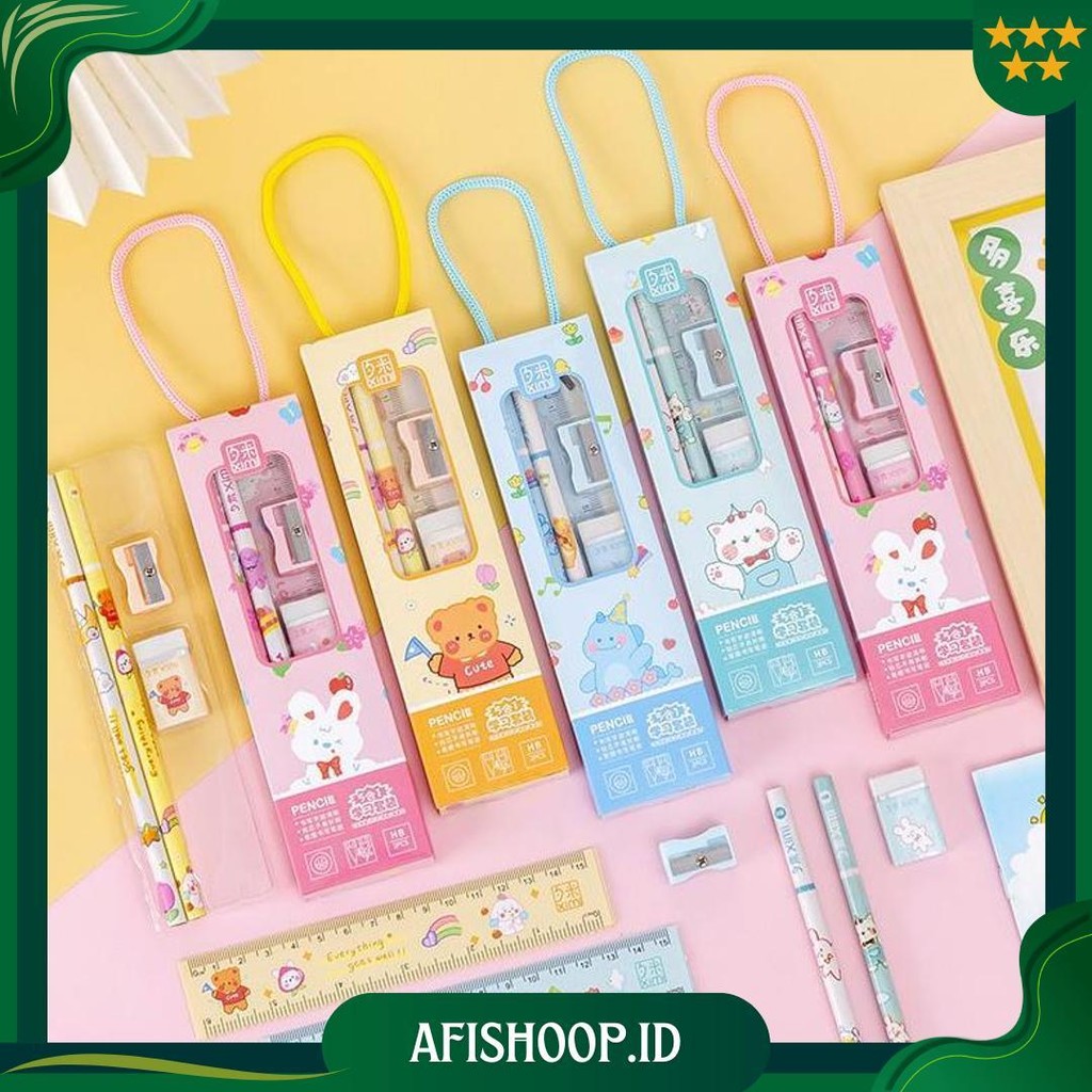 

Pensil Set Bentuk Kotak (5 Pcs)/Alat Tulis Set Sekolah Cod