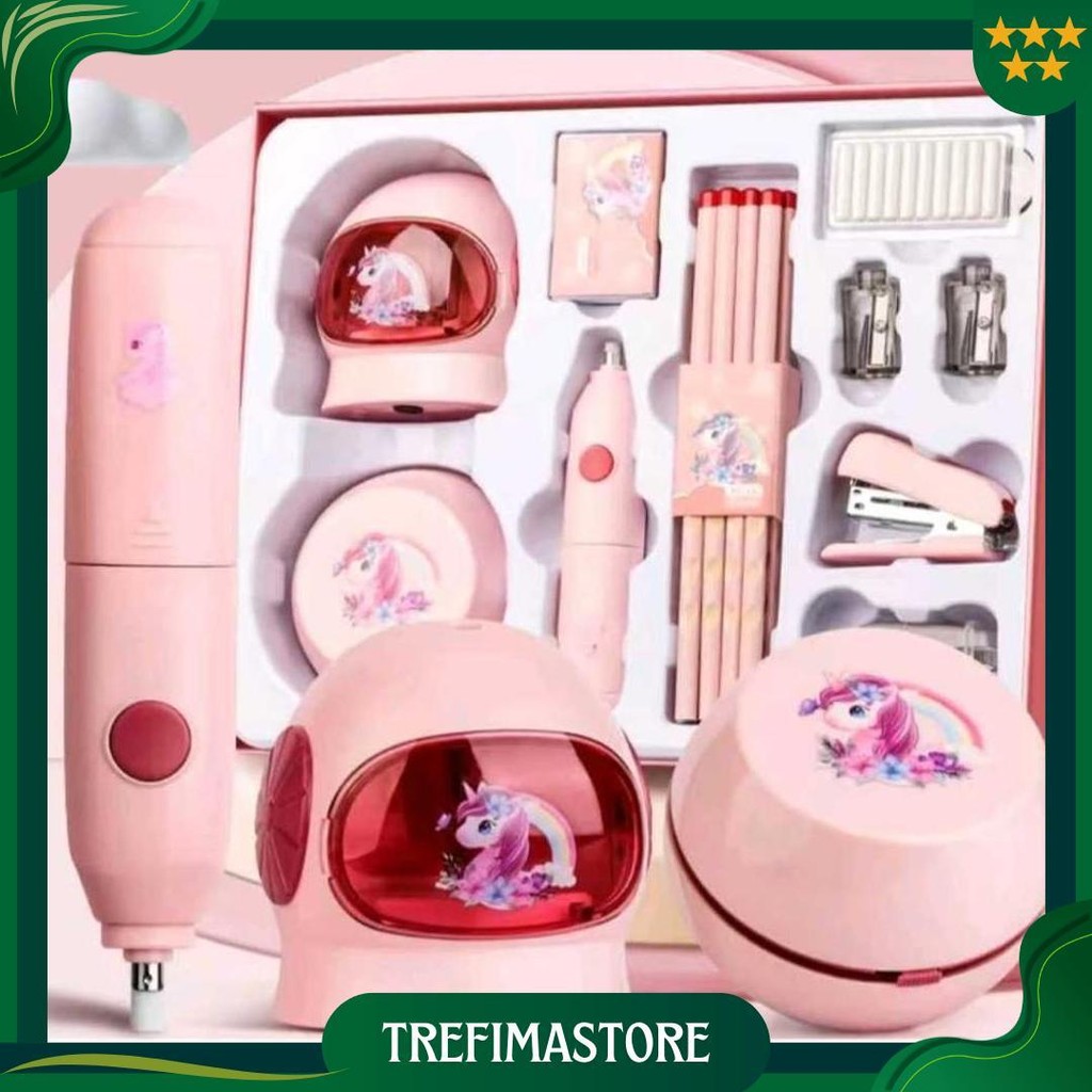 

Set Alat Tulis Elektrik Rautan Penghapus Vacuum Pensil 11 In 1 / Electric Stationery Set 7 In 1 Promo