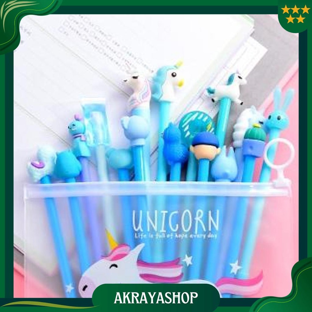 

Pulpen Gel Karakter Lucu Set Isi 20Pcs Pena Free Zipper Pouch Tempat Pensil Transparan Murah Stockami A15 Ori