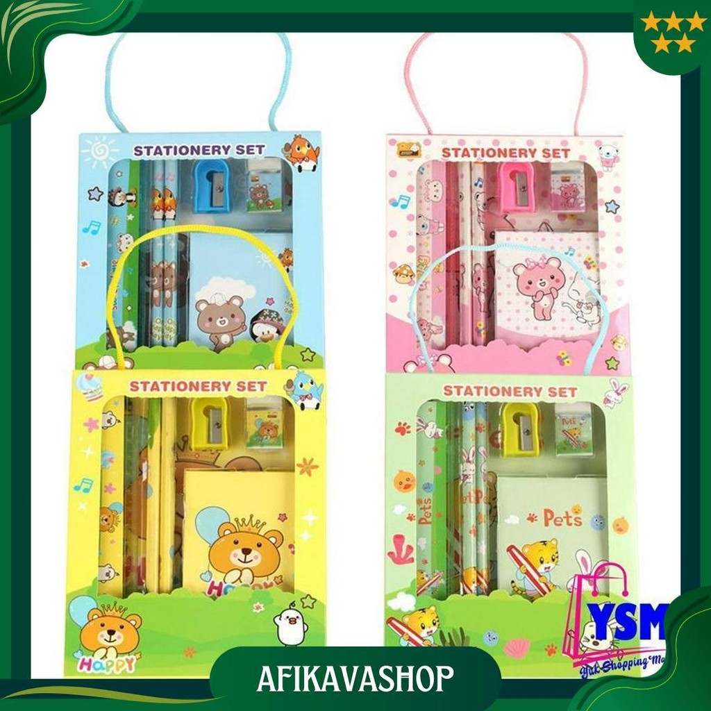 

Ysm Alat Tulis Set 6In1 Stationery Set Lucu Karakter 6 In 1 Set Perlengkapan Pensil Penggaris Buku Penghapus Sekolah Anak-Anak Tk Box Tali Sourvenir Ulang Tahun Murah T Best Seller