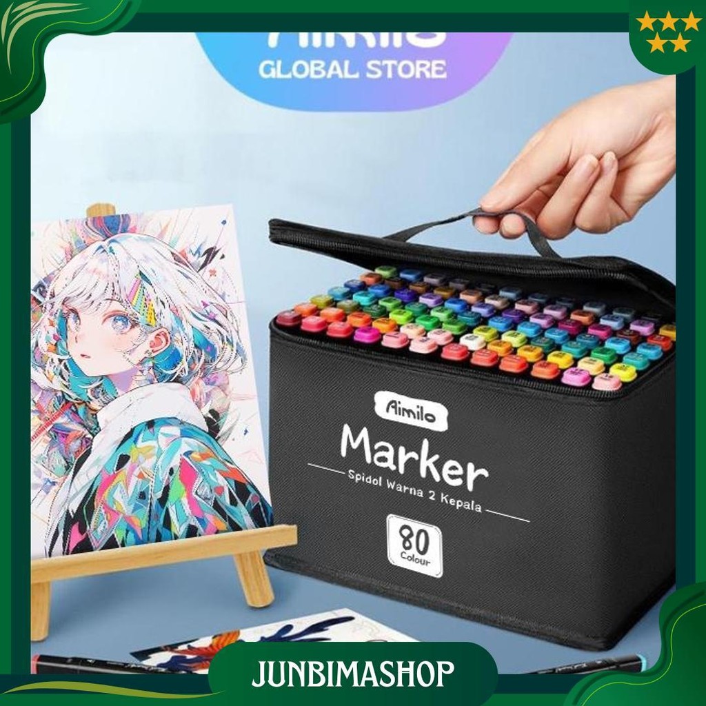 

Aimilo Spidol Warna Warni 1 Set Sketch Marker 2 Tip Touch Marker 48/60/80 Warna Cod