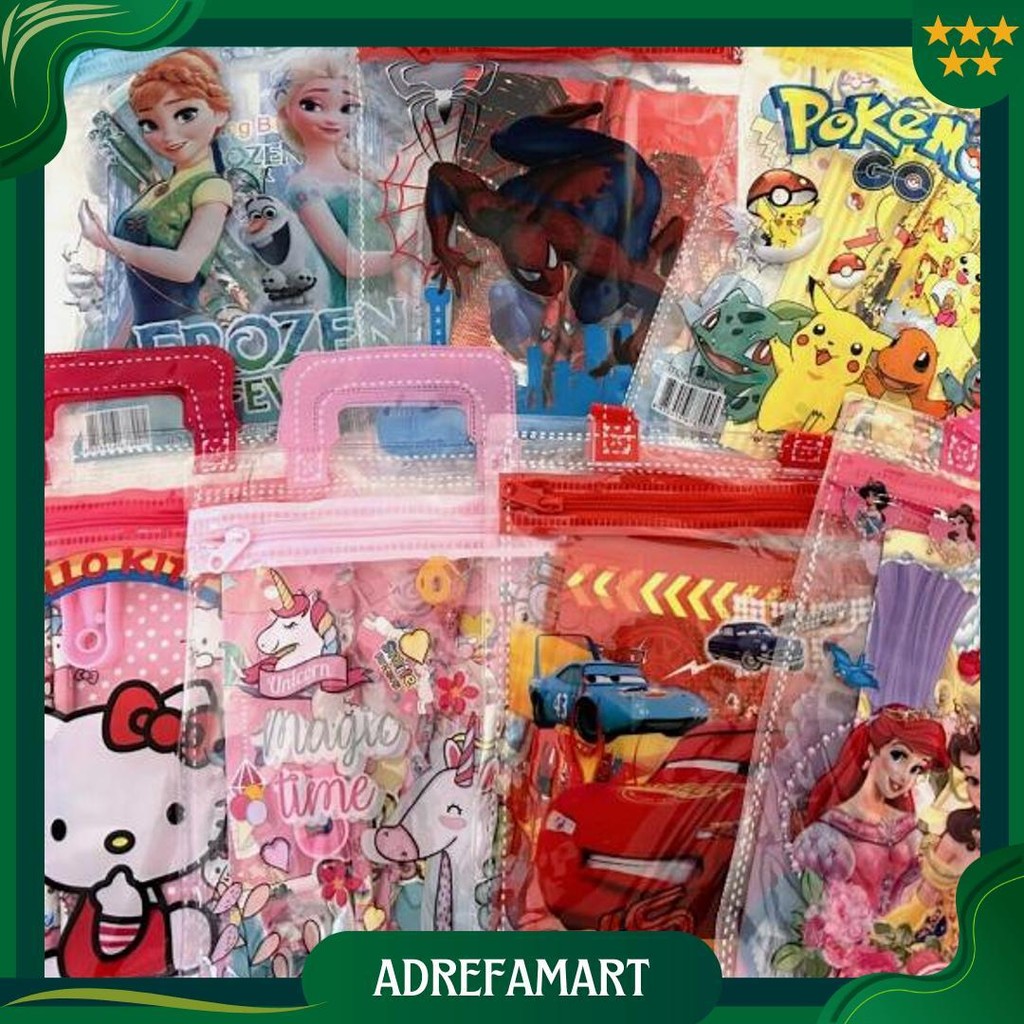 

Osm Jkt S6149 Set Alat Tulis 6 In 1 / Stationery Set Motif Karakter / Hampers Souvenir Birthday Anak / Set Mini Pouch Bag Karakter Ori