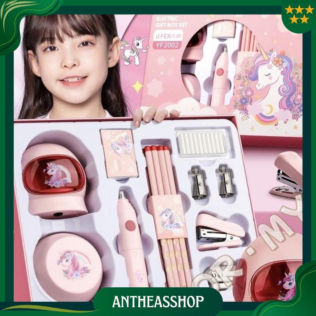 

WorMy Electric Stationery Set / Set Alat Tulis Elektronik Rautan Penghapus Vacuum Pencil 11 In 1/Set Alat Tulis Elektronik Belajar Anak Perempuan Kado Promo 4.4