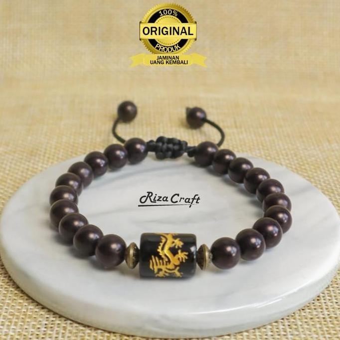 DRAGON KOKKA Gelang Kesehatan Kayu Kokka Kaoka Kaukah Kaokah ASLI Ori Arab sekat Naga Santri Pria Wa