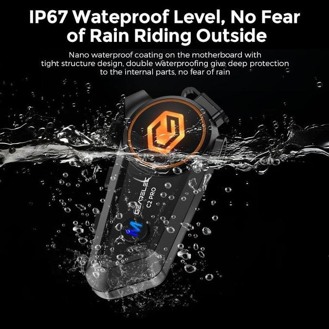 C2 Pro GEARELEC 2 Rider Intercom Helmet Headphone Music sharing while Intercom 6 Lights Hifi Stereo 