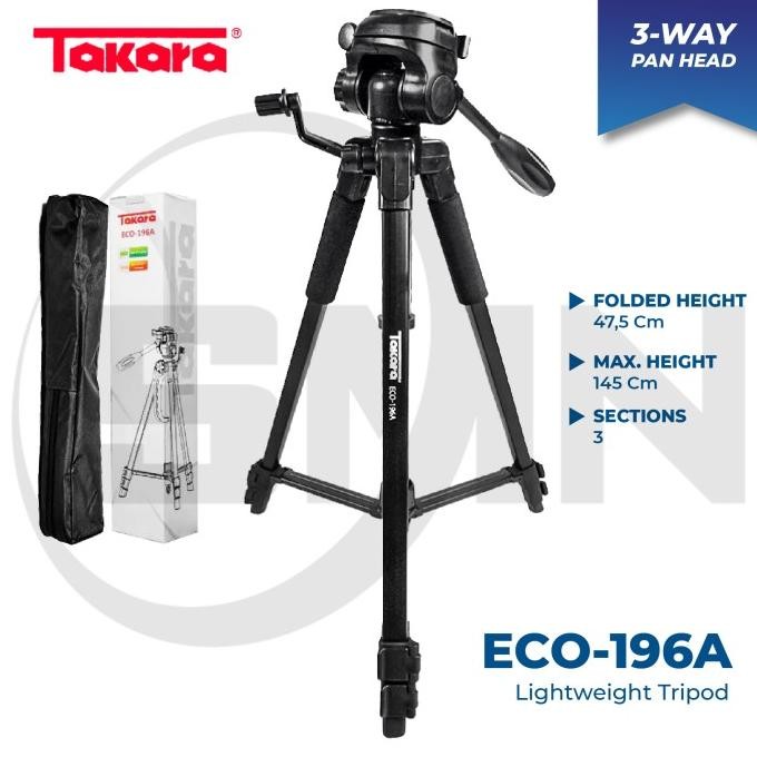 Tripod Takara Eco-196A For Kamera Mirroless Dslr Canon Sony Nikon Original Dan Terpercaya