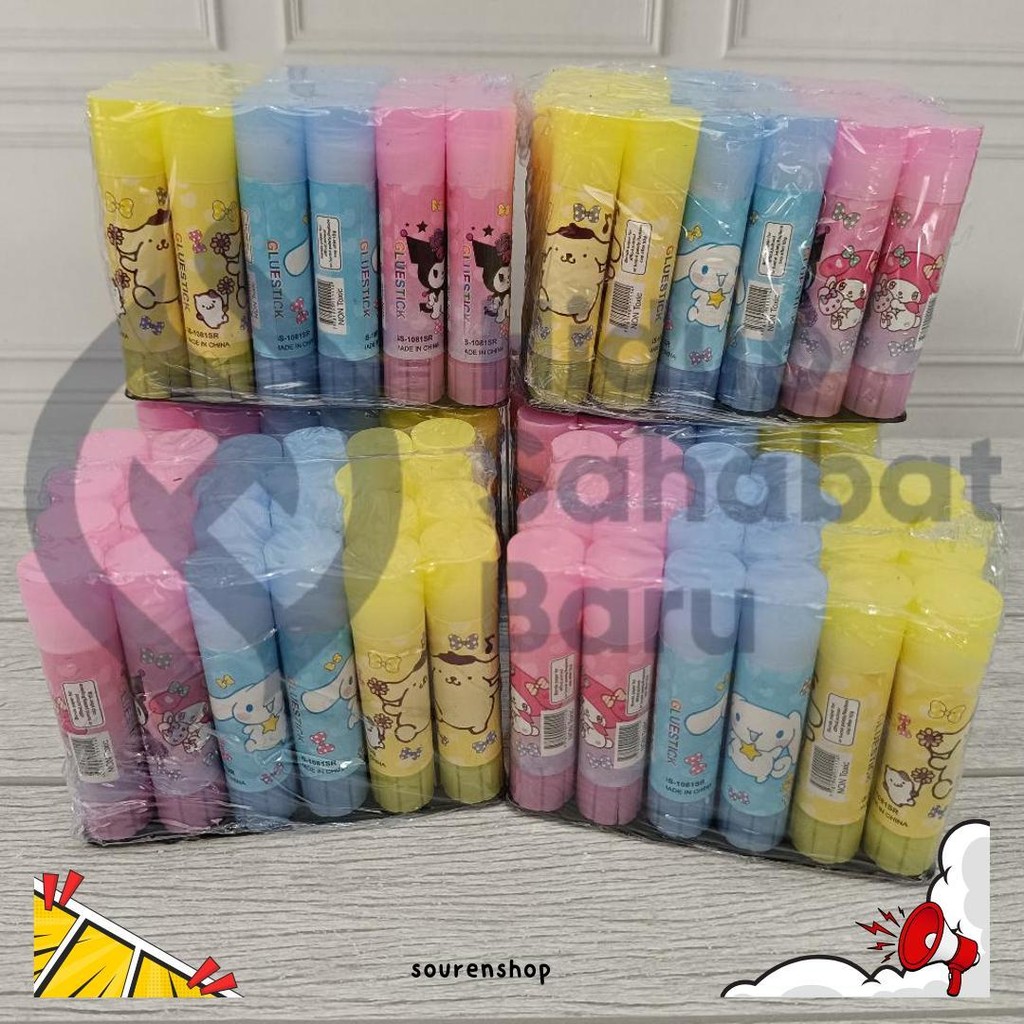 

Satu Pack ( 24 Biji X 10 Gram ) Glue Stick Lem Stik Murah Karakter Animasi Kecil 10Gram Kilat