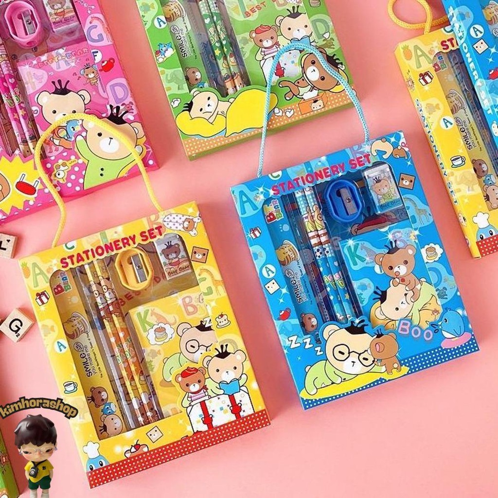 

Lysashop - Alat Tulis Set 6In1 Dan 5In1 Stationery Lucu Karakter Perlengkapan Pensil Penggaris Buku Penghapus Sekolah Anak Tk Kado Souvenir Hampers Ulang Tahun Cod