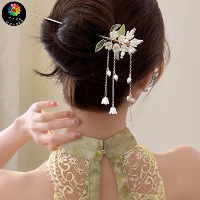 Terlaris Jepit Rambut Sanggul Tusuk Tusuk Konde Rambut Jepit Rambut Rumbai Bunga Mutiara Gaya Cina P