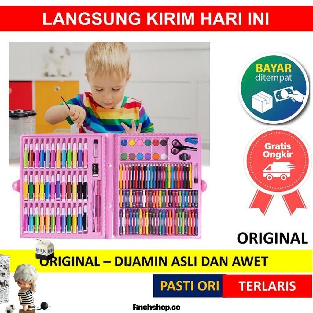 

150 Pcs Crayon Alat Lukis Anak Pensil Warna Cat Air Perlengkapan Menggambar Melukis Mewarnai Set Art Full Set Pc Krayon 150Pcs 150Pc Pastel Pena Cat Air Kuas Promo