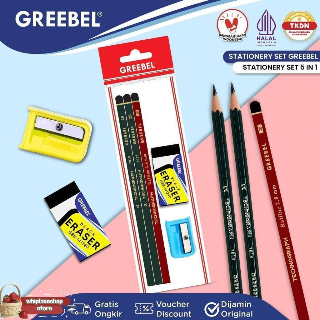 

Greebel Pensil Set Alat Tulis Anak Sekolah (Stationery Set 5 In 1) / Stationery Set Paket Alat Tulis Murah