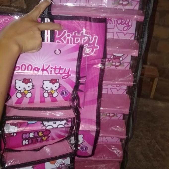 Rak Gantung Karakter Resleting 3 in 1 Sepatu Tas Jilbab Rak Plastik HC