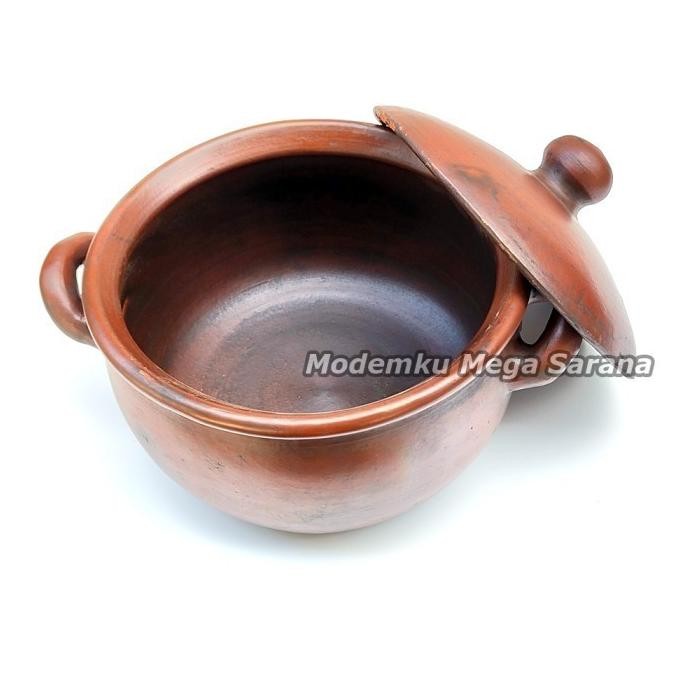 hj-54 Panci Tanah Liat Jumbo Kuali Kendil Gerabah Rebus Sayur Godog Jamu Herbal D30 Diameter 30 cm -