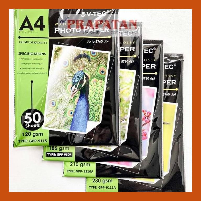 

[ PERALATAN LUKIS / GAMBAR ] V-TEC GLOSSY PHOTO PAPER GPP | KERTAS FOTO MENGKILAP GOOD QUALITY