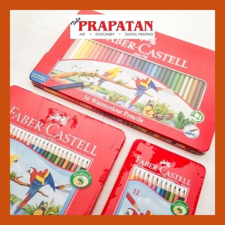 

[ PERALATAN LUKIS / GAMBAR ] FABER CASTELL WATERCOLOR PENCILS 12/24/36 COLORS TIN CASE COD