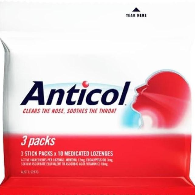 

TERBARU - Anticol Throat Lozenges 3 Packs x 10 Medicated Lozenges Original