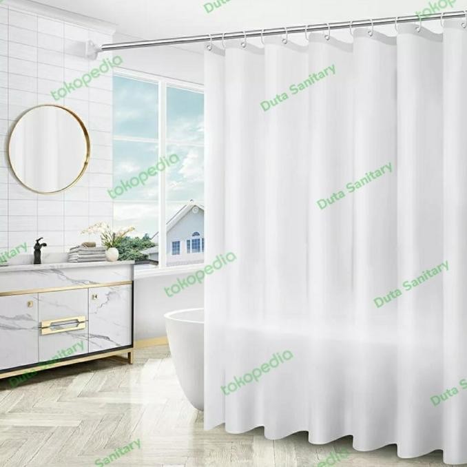 Shower Curtain 200x200 textile/Shower Curtain kain 200cm/ Korden Putih