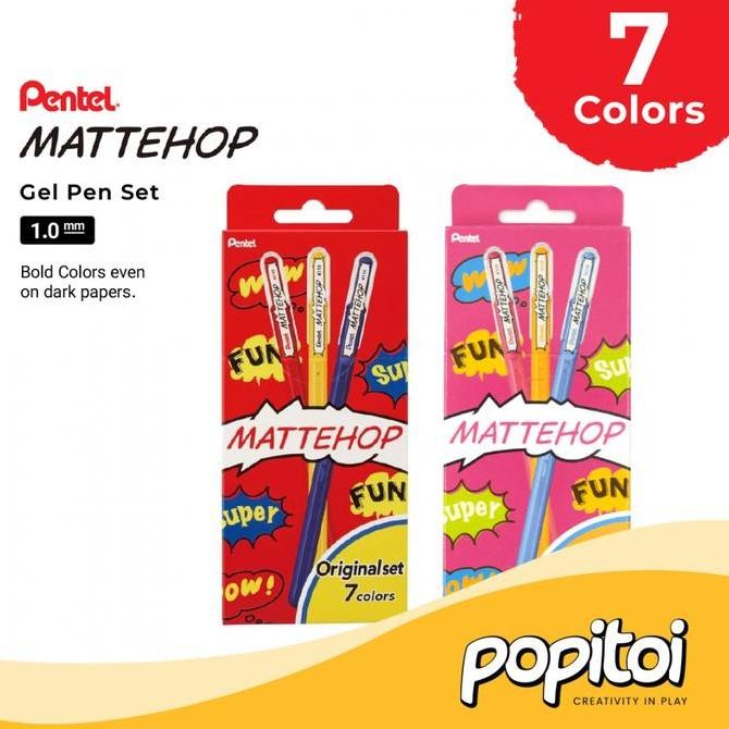 

NEW Pentel Mattehop Gel Pen Set 1.0 mm Pulpen Warna Warni