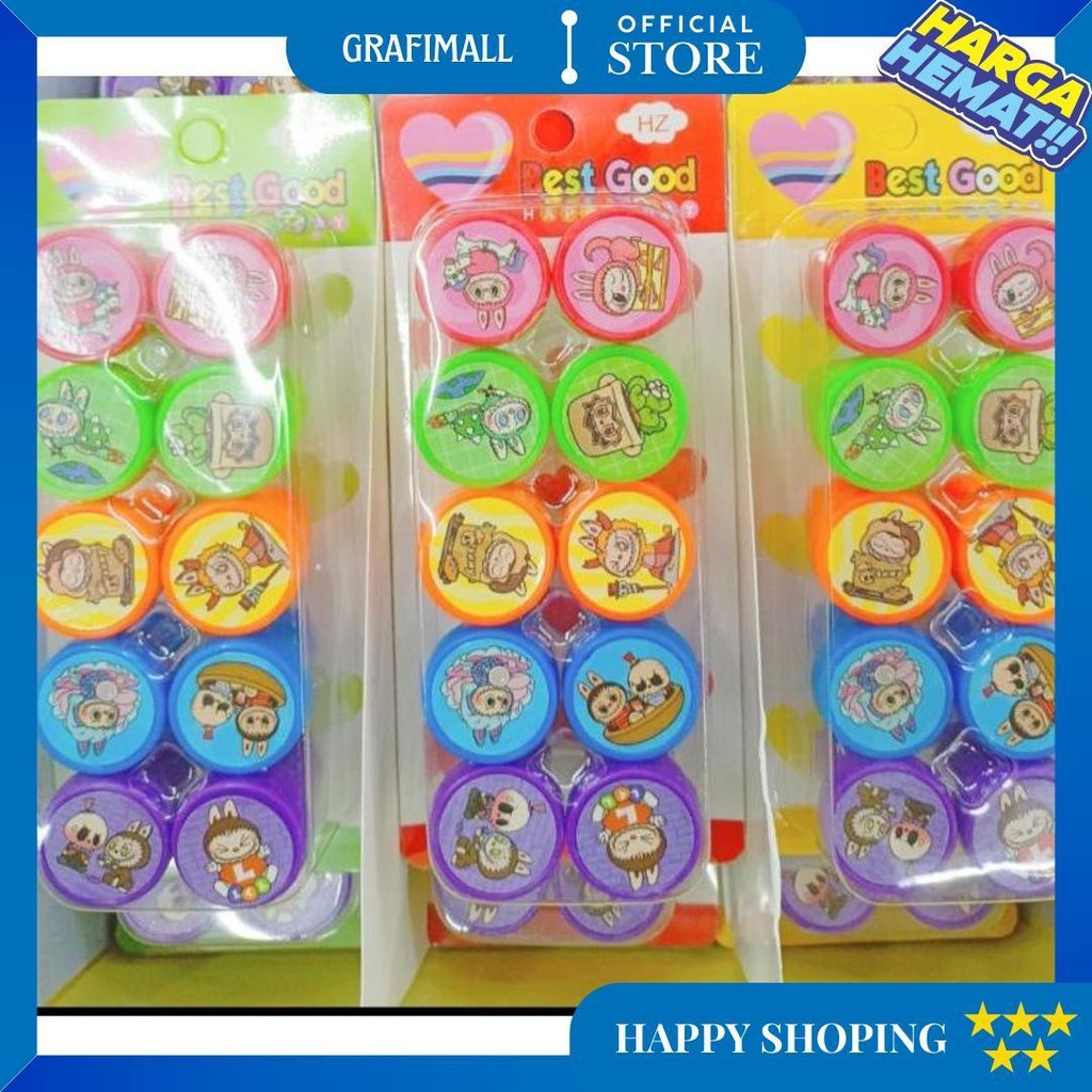

(Isi 10Pcs ) Mainan Stempel Anak Unicorn Kartun Sanrio Lotso Labubu D Terlaris