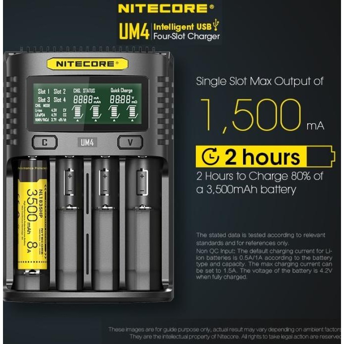 Nitecore UM4 Universal Battery Charger Baterai Batre Vapor Authentic
