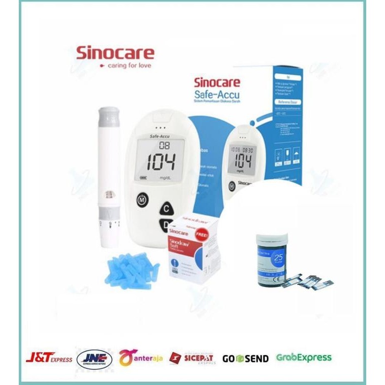 Safe-Accu Sinocare Alat Cek Gula Darah / Strip Gula Darah Sinocare / Paket Sinoheart Cek Gula Darah