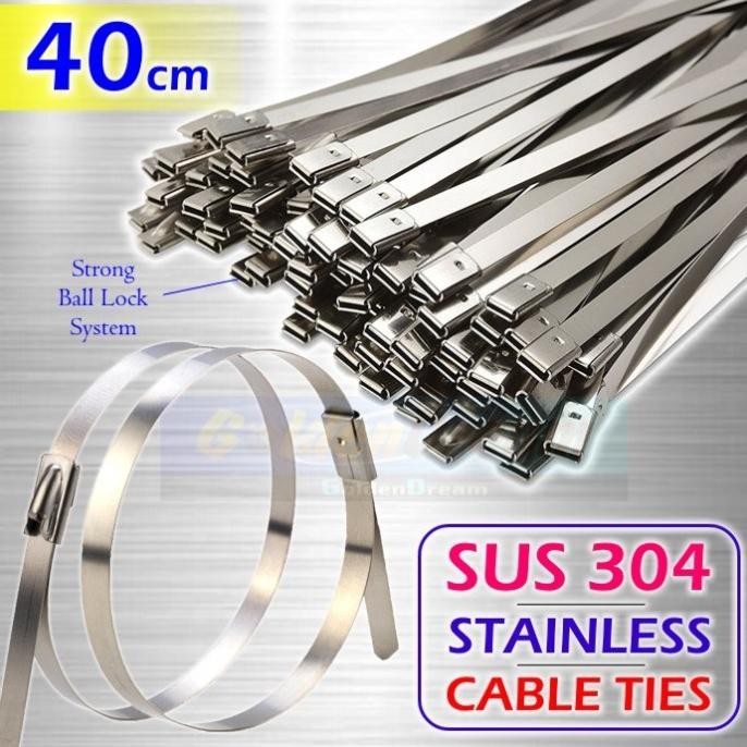 

Panjang 40cm Stainless Cable Ties SUS 304 Kabel Tis Steel Metal Tie