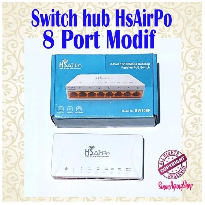 TERMURAH - Switch hub Hsairpo 8 Port Modif PoE in-out