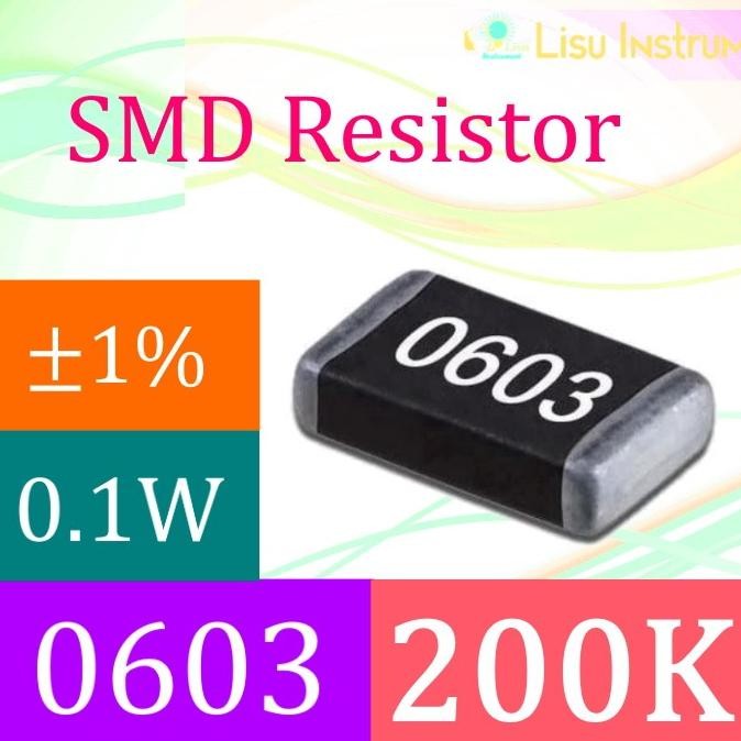 Baru (10) 200K 0603 1% Thick Film Resistors SMD Chip Resistor 2003 200K lisu992 Ayo Beli
