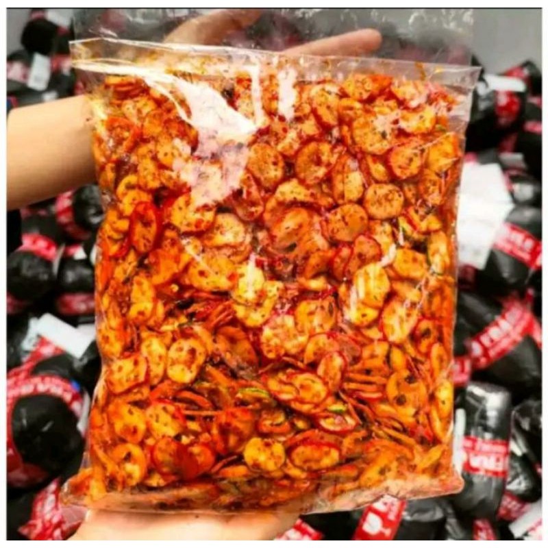 

Kerupuk Seblak kering kemplang pedas daun jeruk