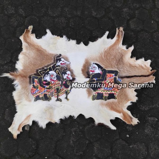 Lukisan Wayang Punokawan Kulit Kambing Full Body 77X55Cm Original Dan Terpercaya
