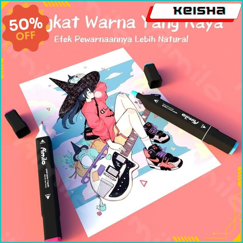 

Aimilo Spidol Warna Warni 1 Set Sketch Marker 2 Tip Touch Marker 48/60/80 Warna Bisa Cod