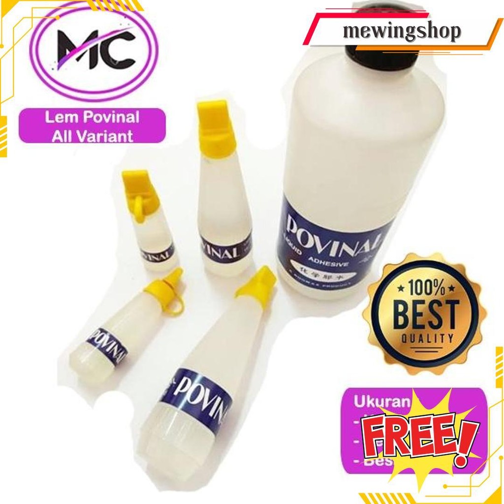 

Lem Kertas Povinal Glue Cair Botol Bening Slime Diy Murah Kerajinan Praktis Original Produk