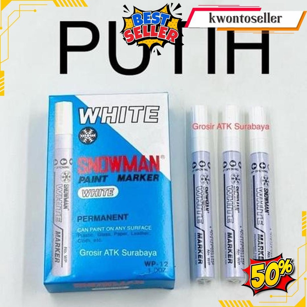 Spidol Snowman Paint Marker Permanen Besar Sedang Putih Wp-12 / Wp 12 Siap Kirim