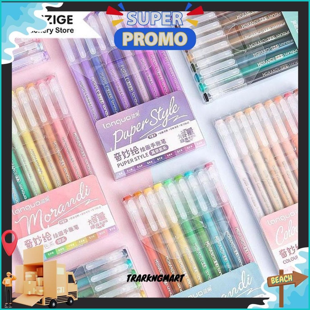 

Surabaya Winzige Set 9Pcs Pulpen Warna Warni 0.5Mm Pena Pulpen Aesthetic Morandi Journal Marker Gel Pen Gratis Ongkir