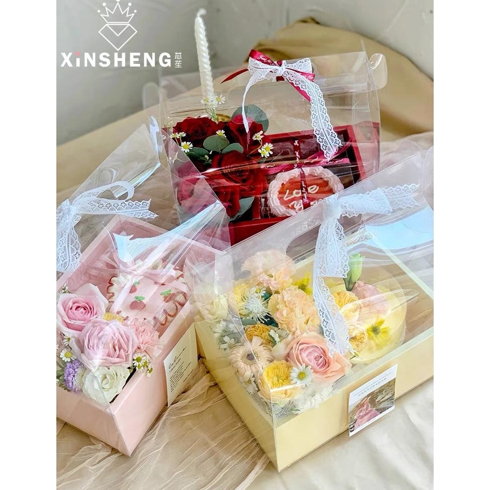 

PROMO SUPPLYFLORIST - TRANSPARANT PORTABLE FLOWER BOX | KOTAK BUNGA KUE | BLOOM BOX KOTAK BUNGA 1510 MIKA HANDY BOX Kec-76