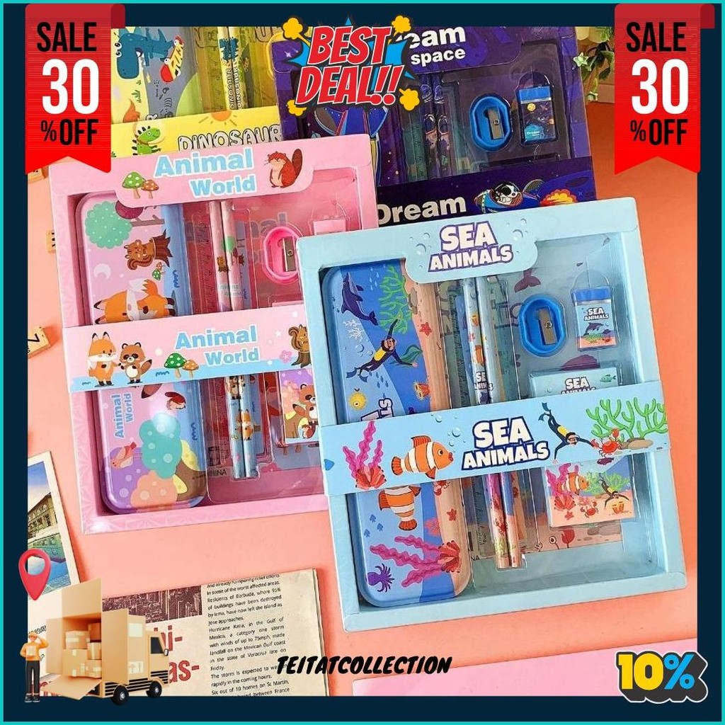 

Alat Tulis Anak Set Stationery Untuk Hadiah Anak Sekolah Motif Kartun/ Alat Tulis Set Karakter Kado Notes Pensil Rautan Penggaris Penghapus Gratis Ongkir