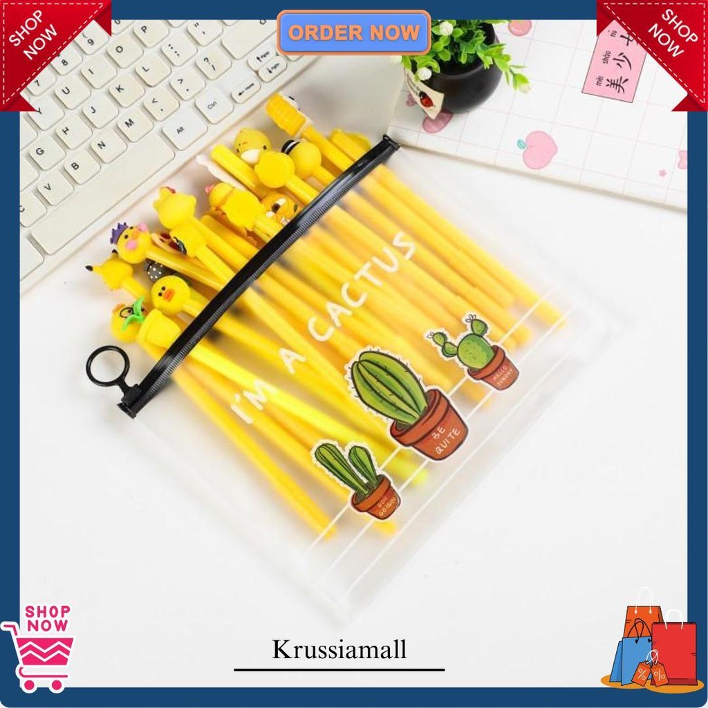 

Hl0078 Pena Karakter Set Pouch Isi 20 Pcs Tempat Pensil Transparan Zipper Bag Gratis Ongkir