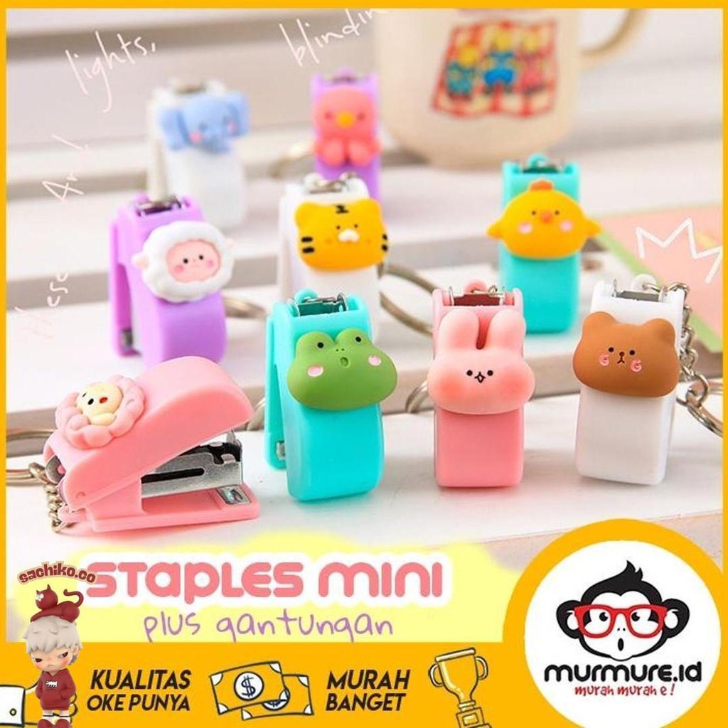 Murmure.Id | Staples Mini Lucu Stapler Karakter Gantungan Kunci Hekter Mini Import Murah