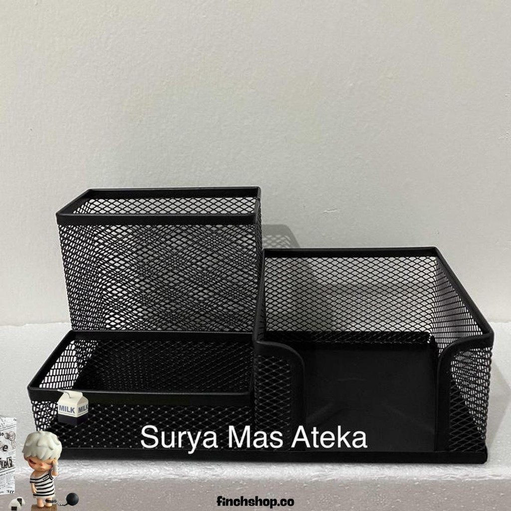 

Desk Set/ Tempat Pensil Sekat Jaring Hitam Murah