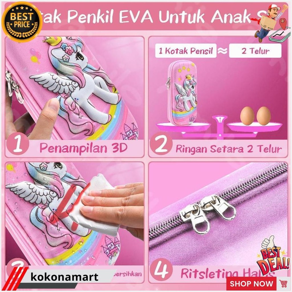 

Aimilo - Tempat Pensil Aesthetic 3D Tempat Pensil Anak Perempuan Waterproof Kotak Pensil Anak Laki Laki Alat Tulis Sekolah Cod