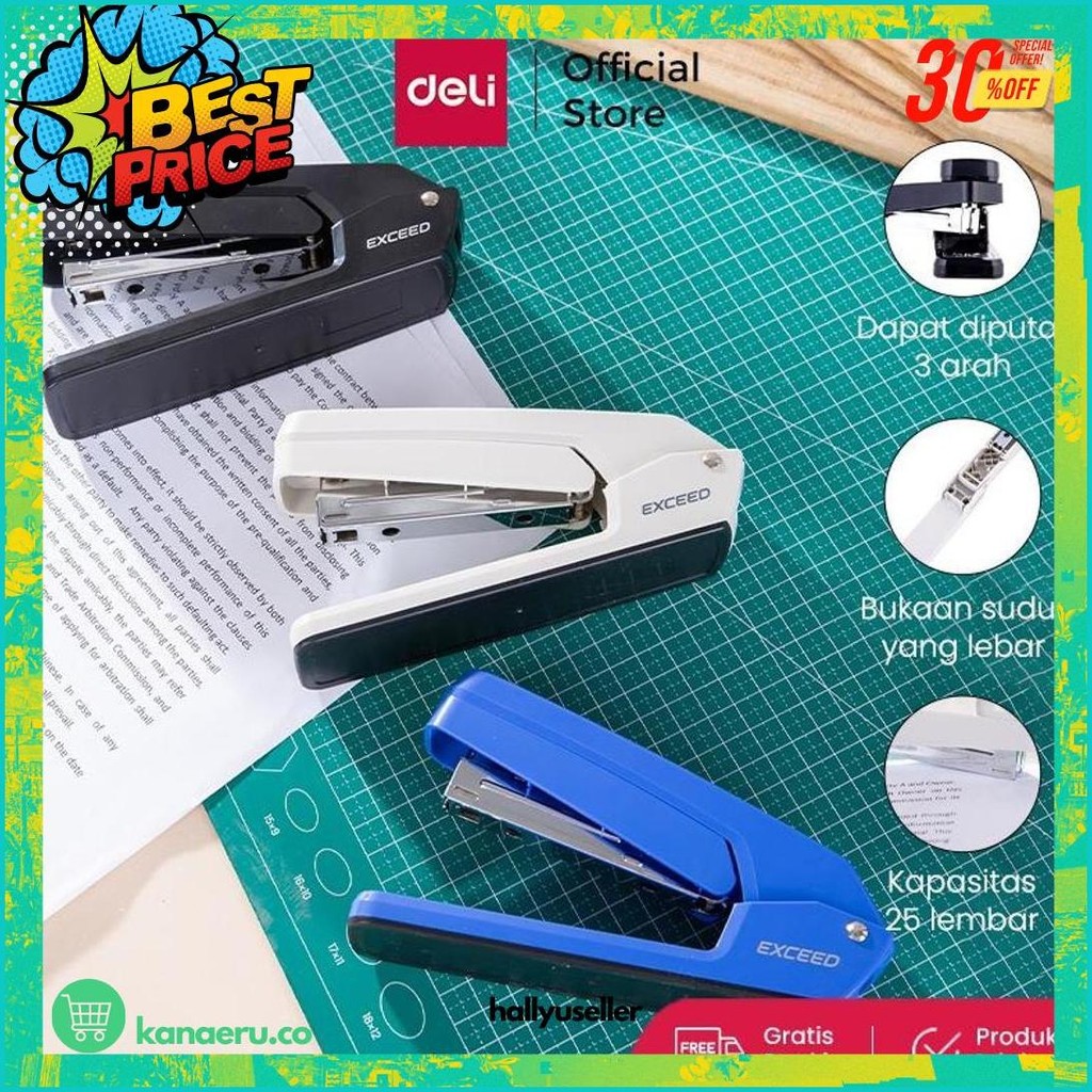 

Deli Stapler Dapat Diputar 3 Arah 25 Lembar, 24/6 Dan 26/6 Setengah Strip Stapler E0434 Murah
