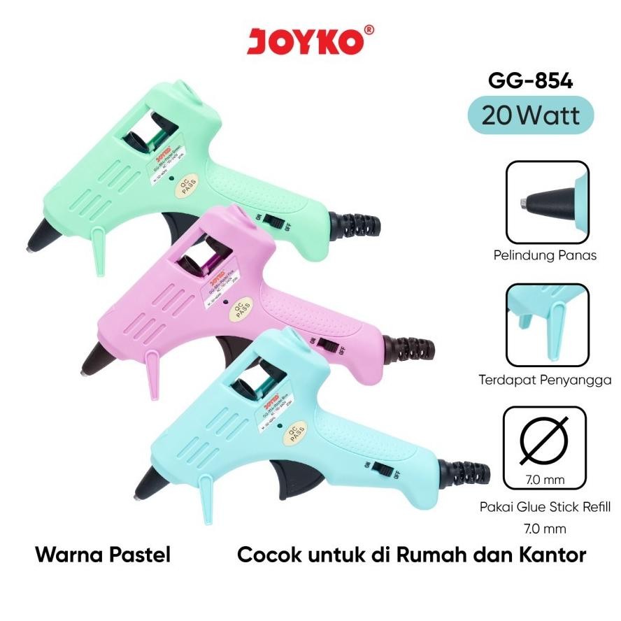 

er-6 Glue Gun JOYKO GG-854 PASTEL COLOR / Lem Tembak Serba Guna 20Watt Hot Melt Glue Original