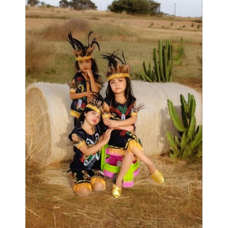 Baju Adat Dayak Anak Perempuan / Baju Adat Kalimantan Anak Perempuan / Baju Dayak Anak Cewek Cewe