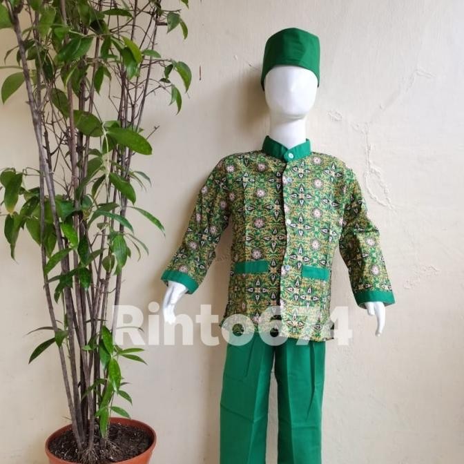 Murah Seragam Sekolah Muslim Batik Hijau Paud Dan Tk