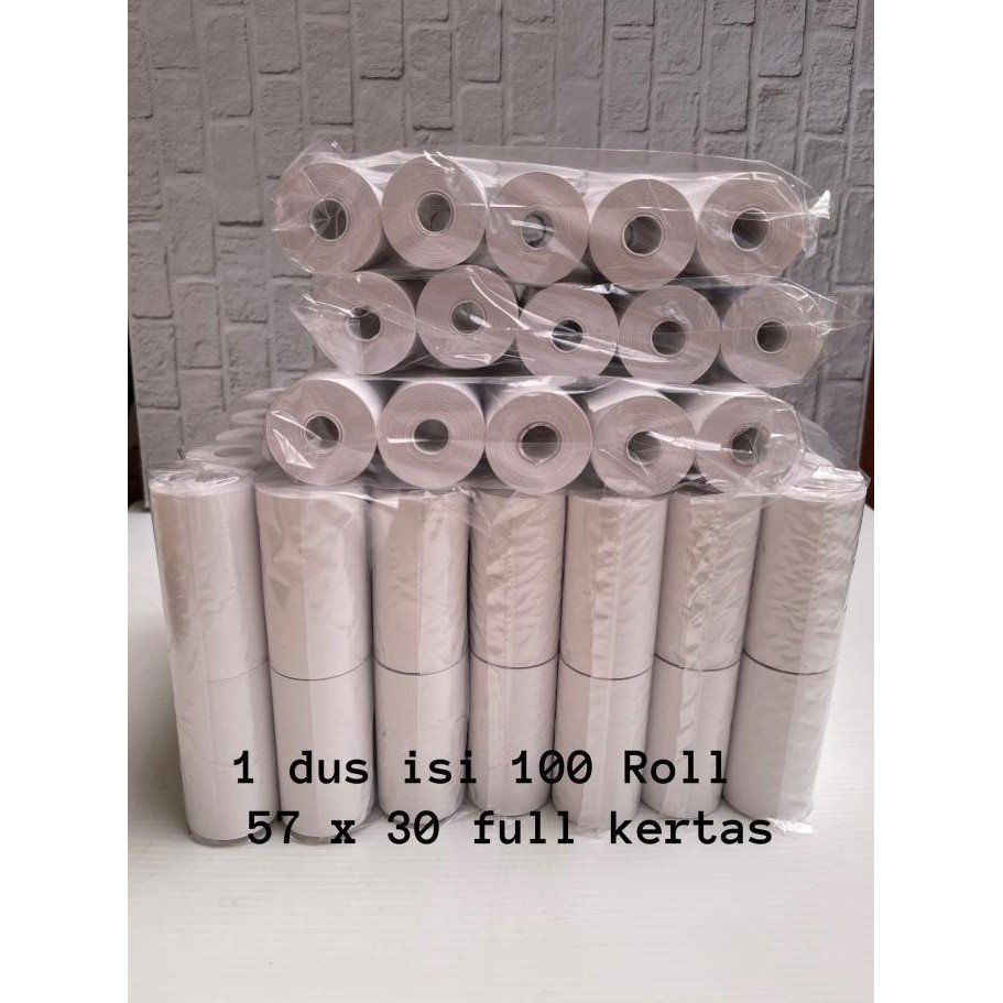 

NEW (ISI 100roll) Kertas Kasir Thermal Paper Roll 57 x 30 / 57x30 polos