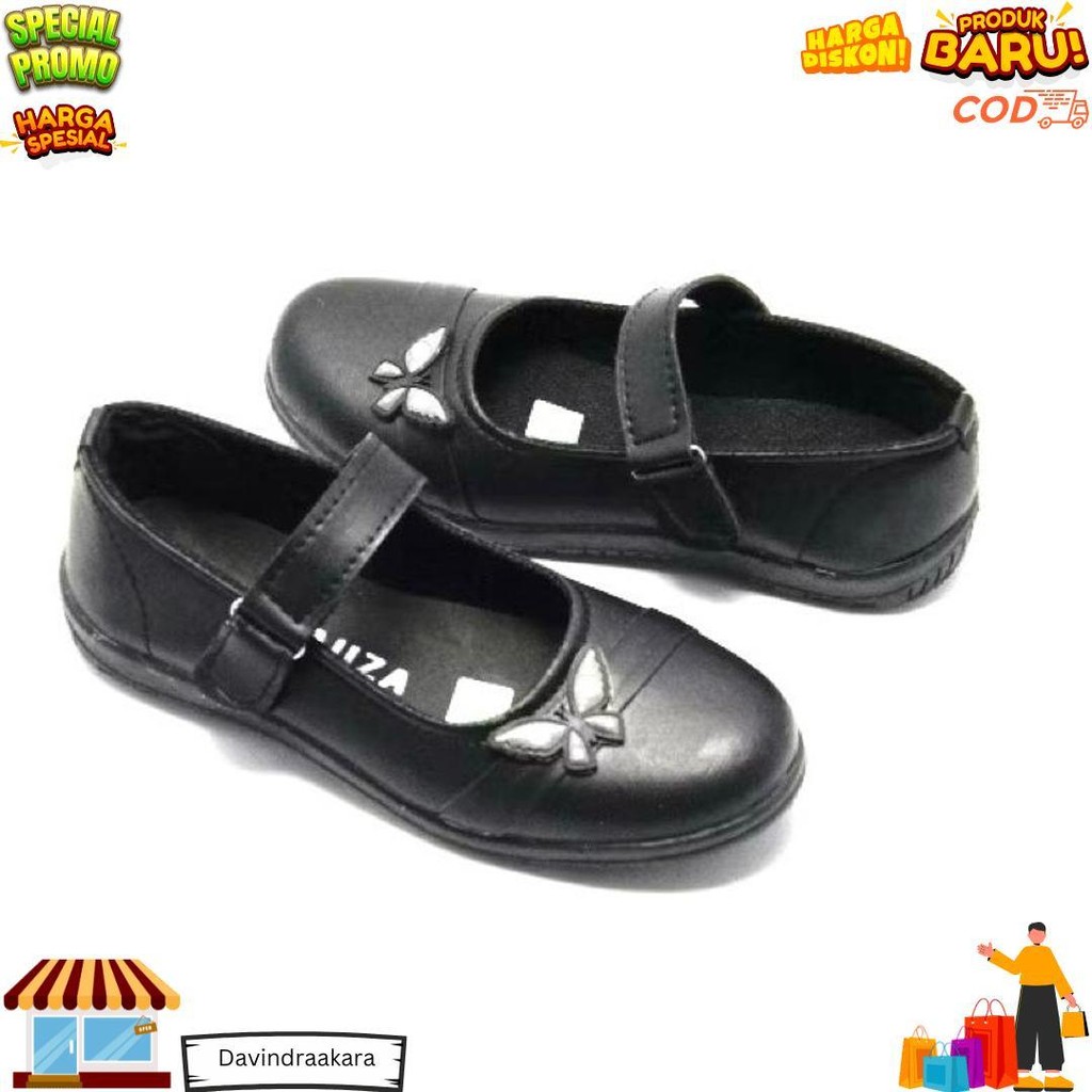 Sepatu Sekolah Anak Perempuan - Sepatu Pantofel Hitam Anak  6 - 15 Tahun Brand Mauza D Promo 4.4