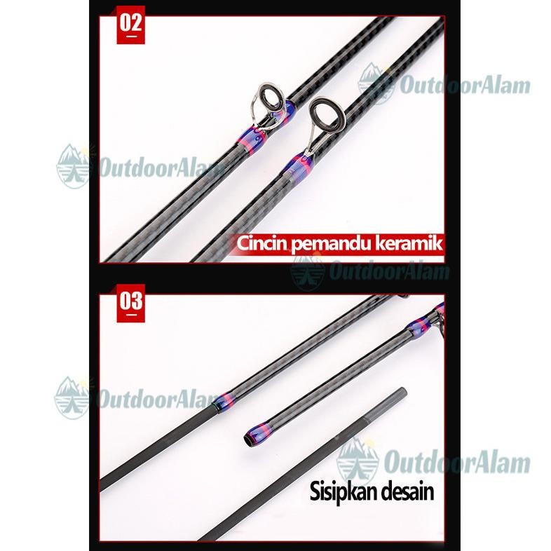 TERLARIS Joran Pancing 6-12LB 165-240cm Joran 2 Bagian Carbon Fiber Joran UL Joran BC  DAIWA pancing