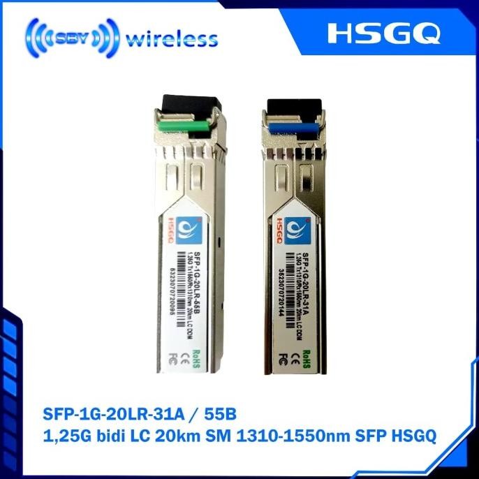 TERBARU - ( Sepasang ) HSGQ SFP-1G-20LR-31A / 55B 1,25G bidi LC 20km